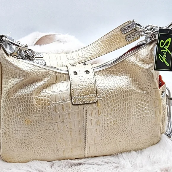 Sharif vintage snakeskin cream used shoulder bag with tags and dust bag. - Picture 8 of 17